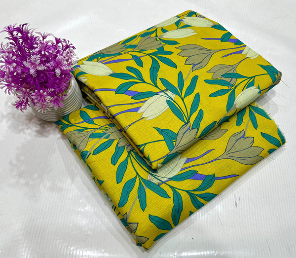 2PC Unstitched Grid Cambric Cotton Suit