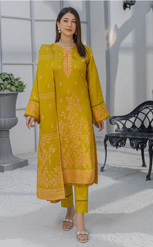 Jahan Ara - Viscose Jacquard 3Pc Suit