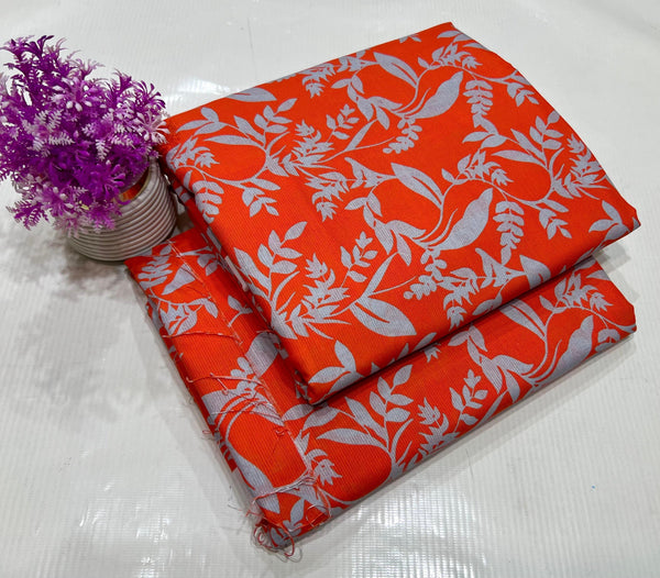 2PC Unstitched Grid Cambric Cotton Suit