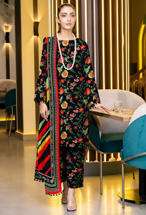 Aqs 3pcs Unstitched Digital Printed Viscose